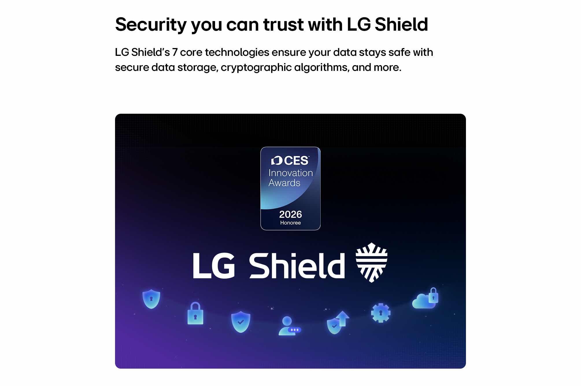 המחשת אבטחת LG Shield עם סמל המגן של LG