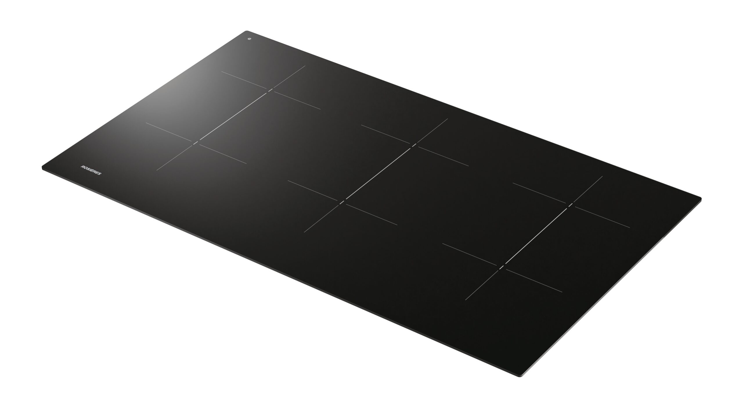 מבט בזווית על כיריים אינדוקציה שחורות ROSIÈRES RI3FS964IC ברוחב 90 ס״מ עם שישה אזורי חימום