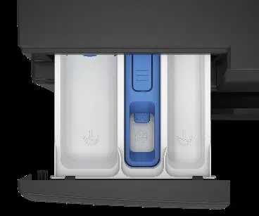 מגירת חומרי הניקוי של מכונת Beko BK10320ATUM פתוחה, עם שלושת התאים