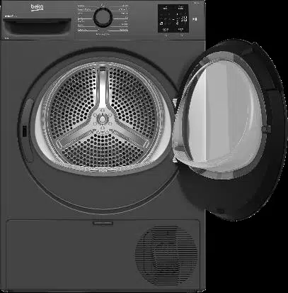 מייבש Beko BM10875ATNX עם דלת פתוחה, תוף הייבוש והפתח הפנימי