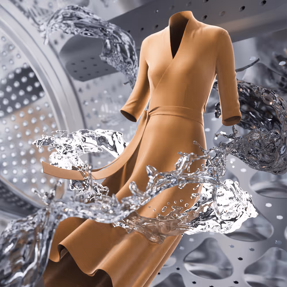 המחשת טכנולוגיית 4D Handwash במכונת כביסה Dreame P5