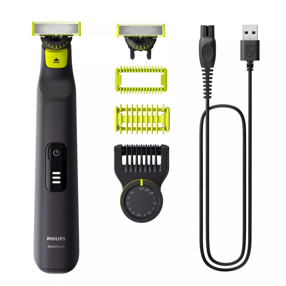 Philips OneBlade Pro 360 QP6542/15 והאביזרים הכלולים בערכה